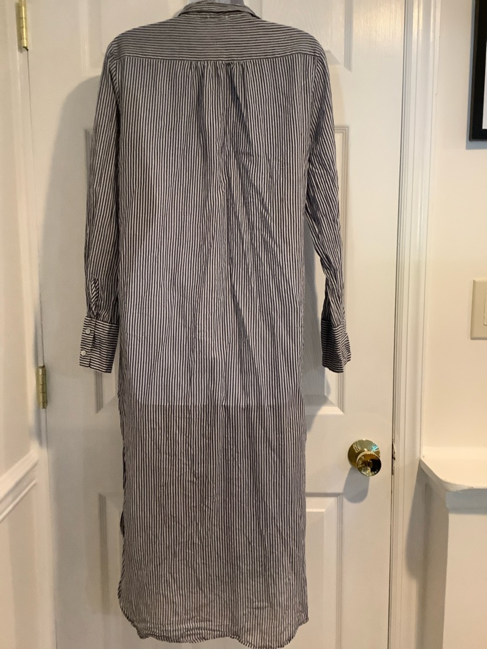 OYSHO 100% Cotton Blue/White Striped Coastal Grandma Beachy Maxi Dress M - Picture 4 of 8